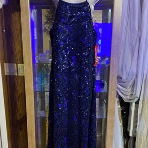 Morgan and Co. Navy Sequin Gown